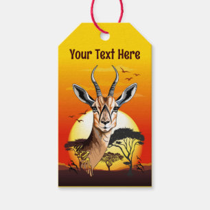 Gazelle African Antelope Vild Animal Presentetikett