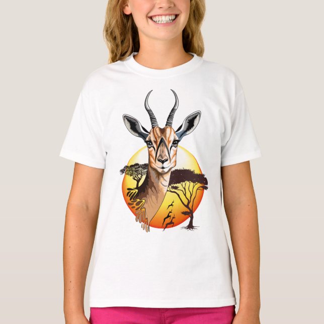 Gazelle African Antelope Vild Animal T Shirt (Framsida)