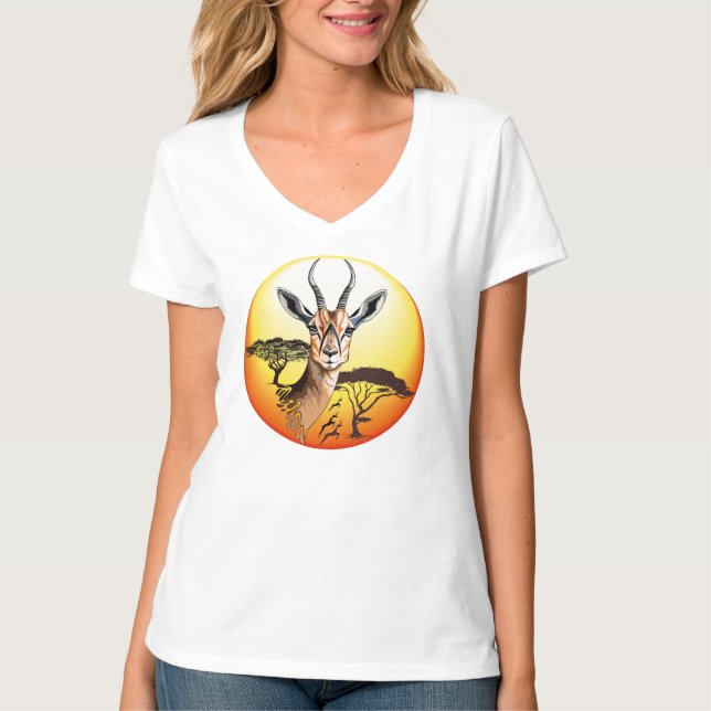 Gazelle African Antelope Vild Animal T Shirt (Framsida)