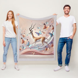 Gazelle and Butterflies Fantasy Art Fleecefilt