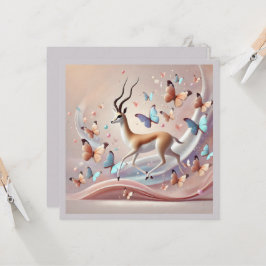 Gazelle and Butterflies Fantasy Art Inbjudningar