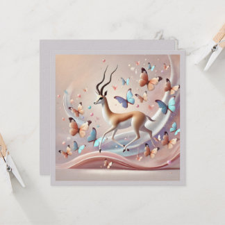 Gazelle and Butterflies Fantasy Art Inbjudningar