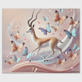 Gazelle and Butterflies Fantasy Art Presentpapper