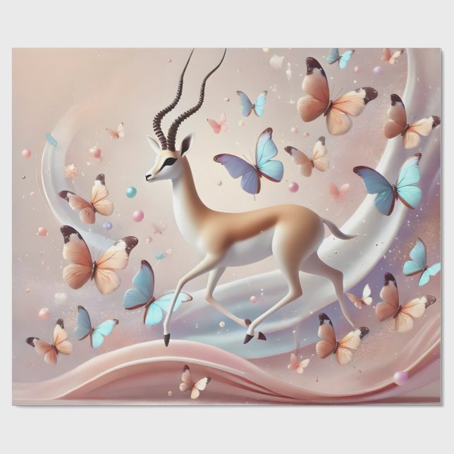 Gazelle and Butterflies Fantasy Art Presentpapper (Platt)