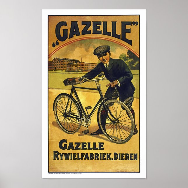 Gazelle Cycles Bra Vintage  Bicycle Poster (Framsidan)