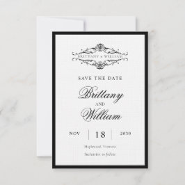 [GAZELLE] Elegant Black & White Monokrome Bröllop Spara Datumet