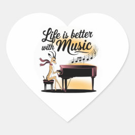 gazelle piano hjärtformat klistermärke