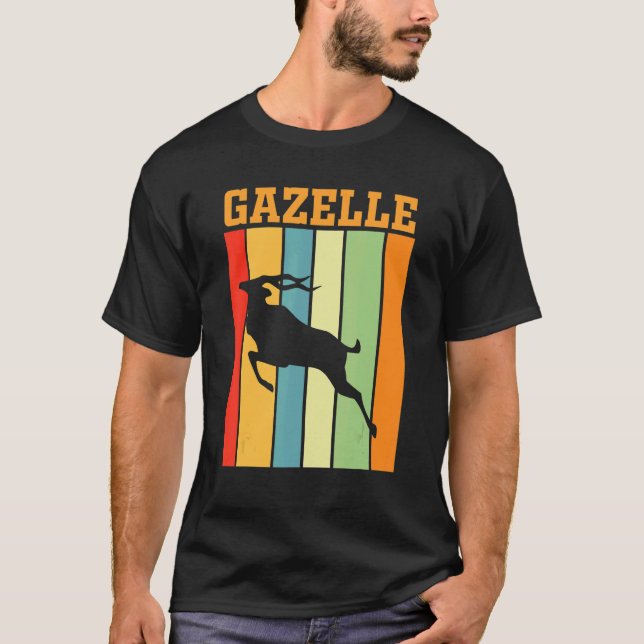 Gazelle Shadow Silhouette i Retro Färg T Shirt (Framsida)