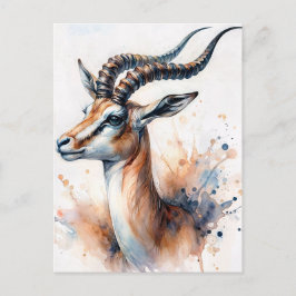 Gazelle Watercolor Porträtt Vykort