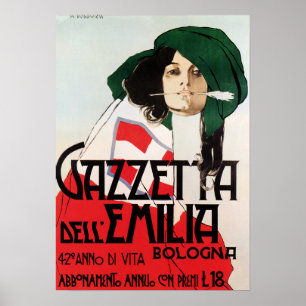 GAZETTA DELL EMILIA Bologna av Marcelo Dudovich Poster