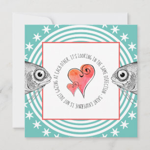 Gazing Fish Saint Exupery Quote Valentine Aqua Julkort