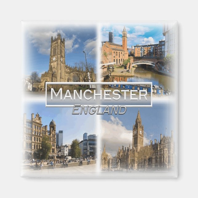 GB0140 Europa, England, Manchester, Fridge Magnet (Framsidan)