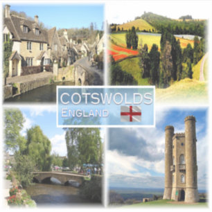 GB Cotswments, Castle Combe, panorama of Fält, Klistermärken