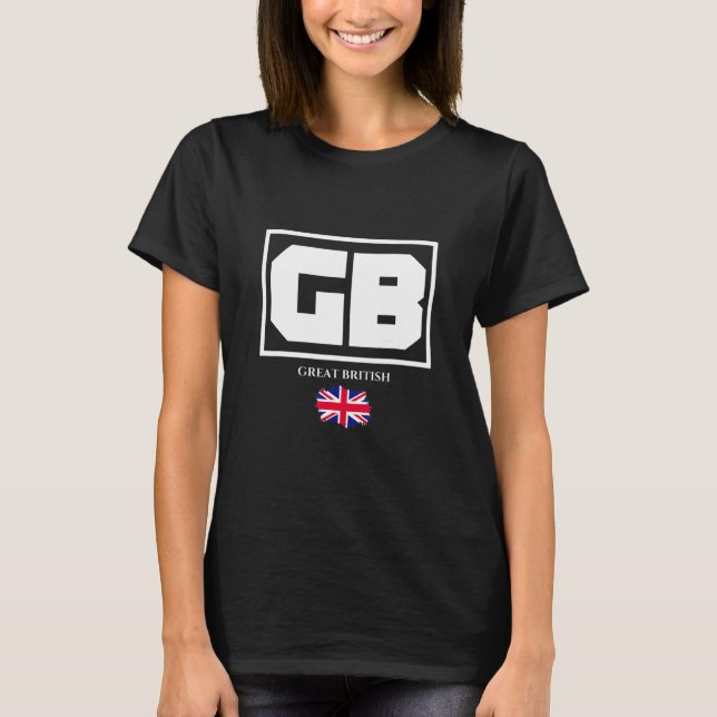 GB Great British with UK Flag Illustration Graphic T Shirt (Framsida)