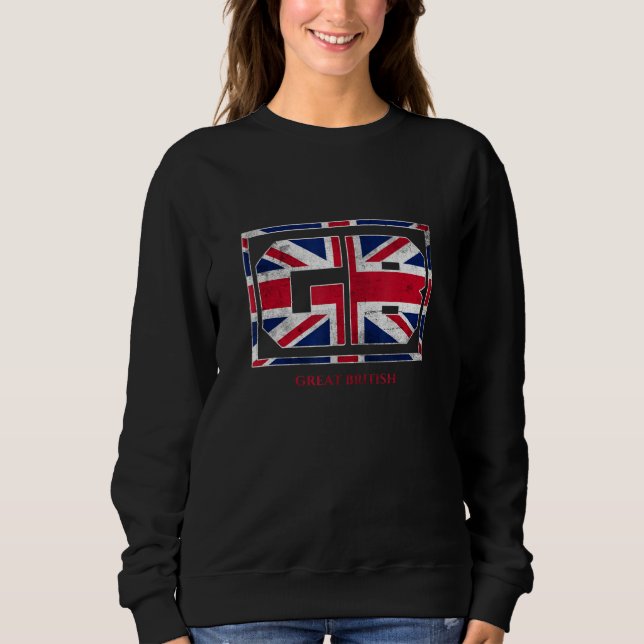 GB Great British with UK Flag Illustration Graphic T Shirt (Framsida)