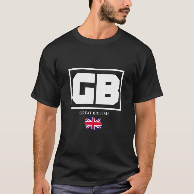 GB Great British with UK Flag Illustration Graphic T Shirt (Framsida)