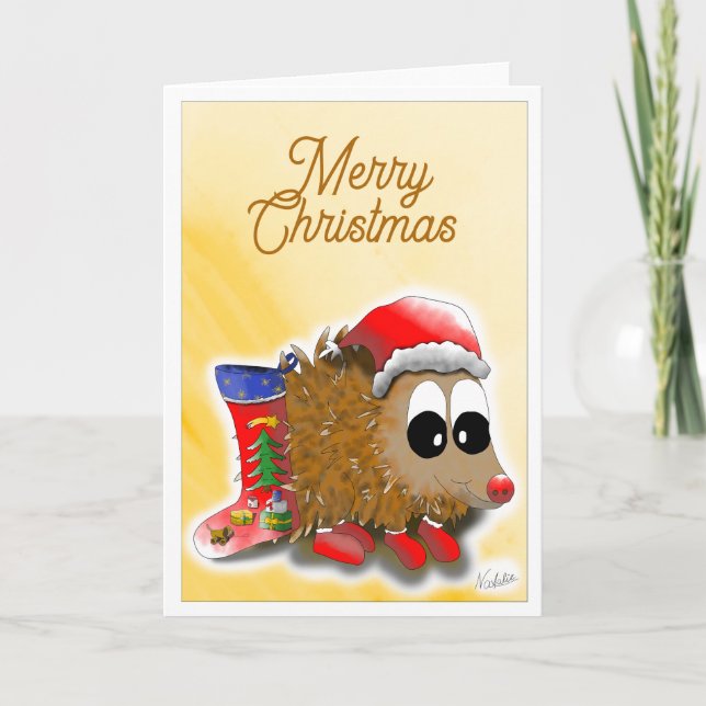 GB Holiday card with cute hedgehog Helgkort (Framsida)