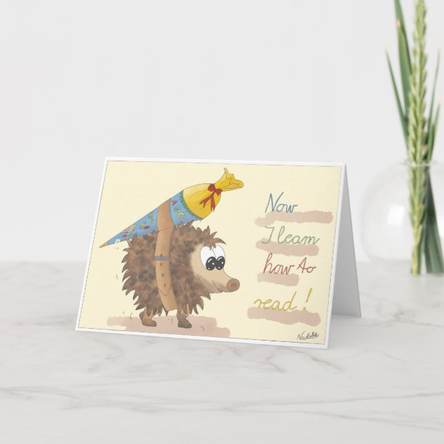 GB School enrollment card, lovingly hand-drawn boy Kort (Framsida)