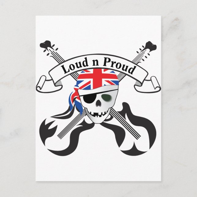 GB Scull & Guitars Vykort (Framsida)