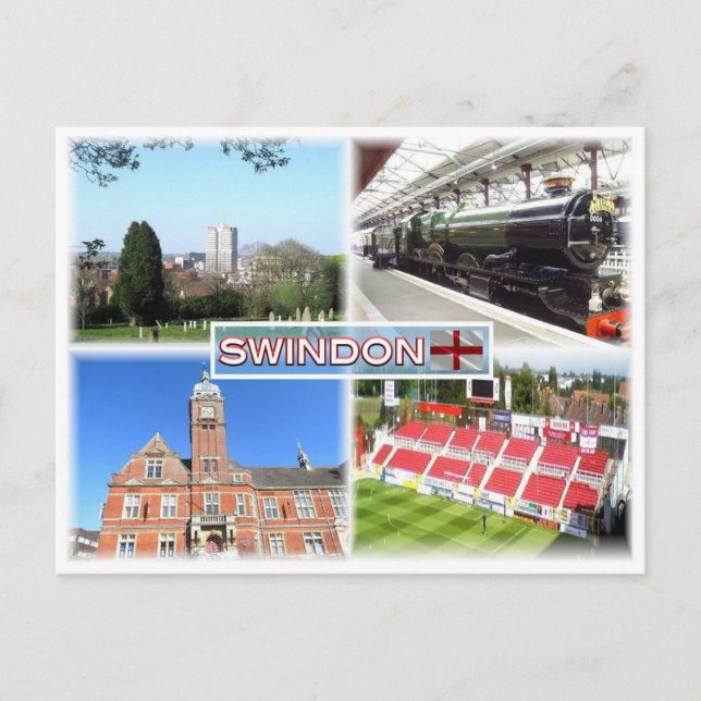 GB Swindon ^ Town Center - Railway Museum - Town Vykort (Framsida)