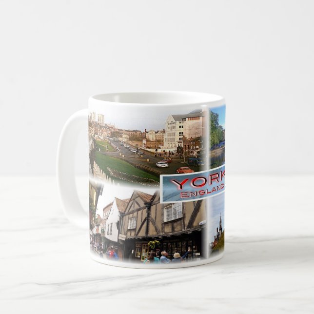 GB York ^ Walls och Minster - River Ouse - Shamble Kaffemugg (Framsida vänster)
