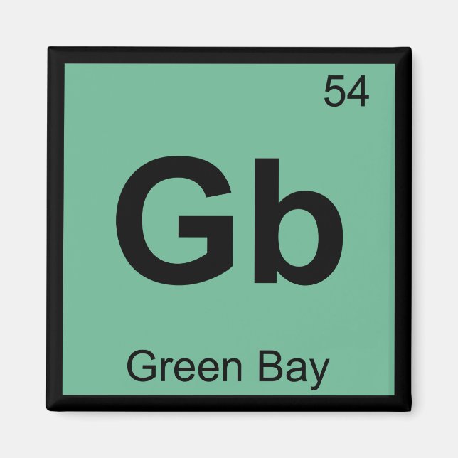 Gbit - Grönt Bay Wisconsin Chemistry Periodic Bord Magnet (Framsidan)