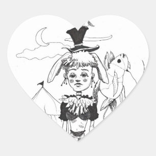 "G'bye My Clown" Hjärtformade Sticker Hjärtformat Klistermärke