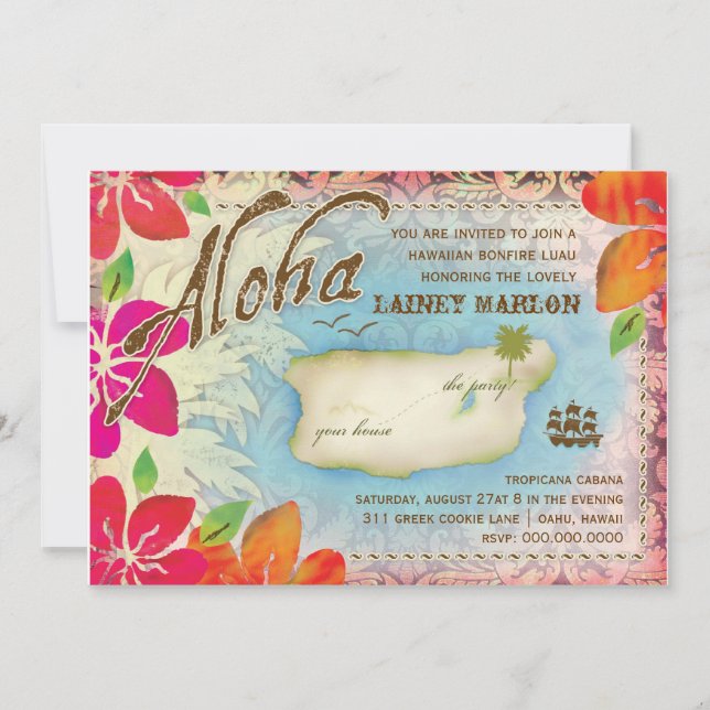 GC Aloha Luau Island 2 Inbjudningar (Framsida)