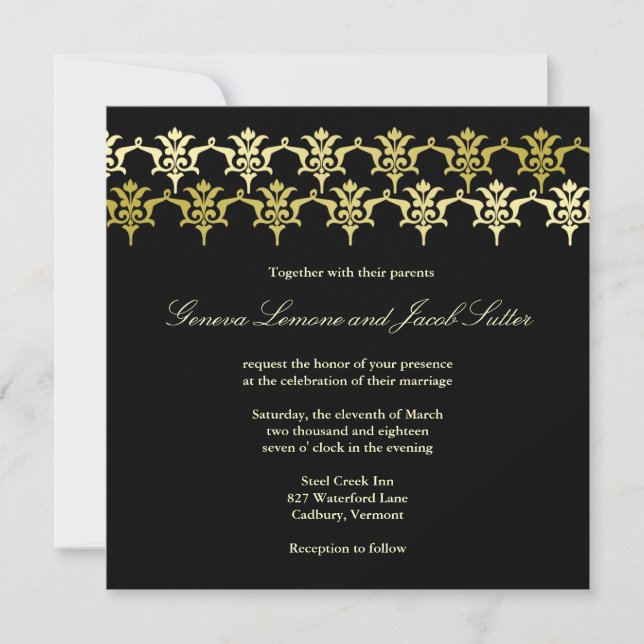 GC| Elegant Black Fleur Unity Wedding bjudande Inbjudningar (Framsida)