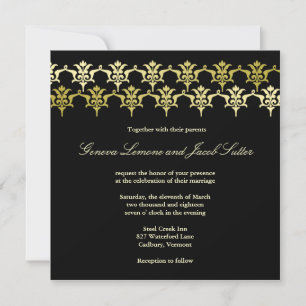 GC  Elegant Black Fleur Unity Wedding bjudande Inbjudningar