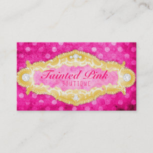 GC fläckt rosa & guld- polka dots Visitkort