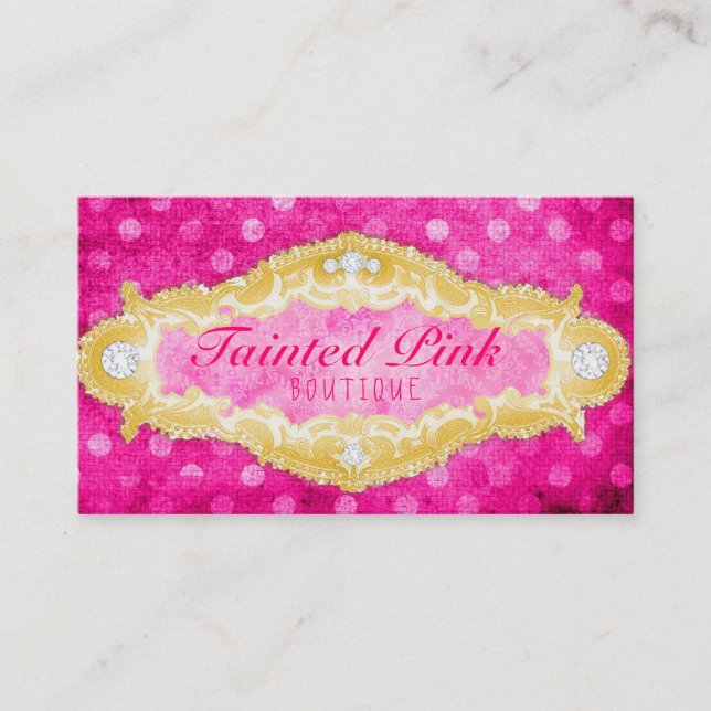 GC fläckt rosa & guld- polka dots Visitkort (Framsida)