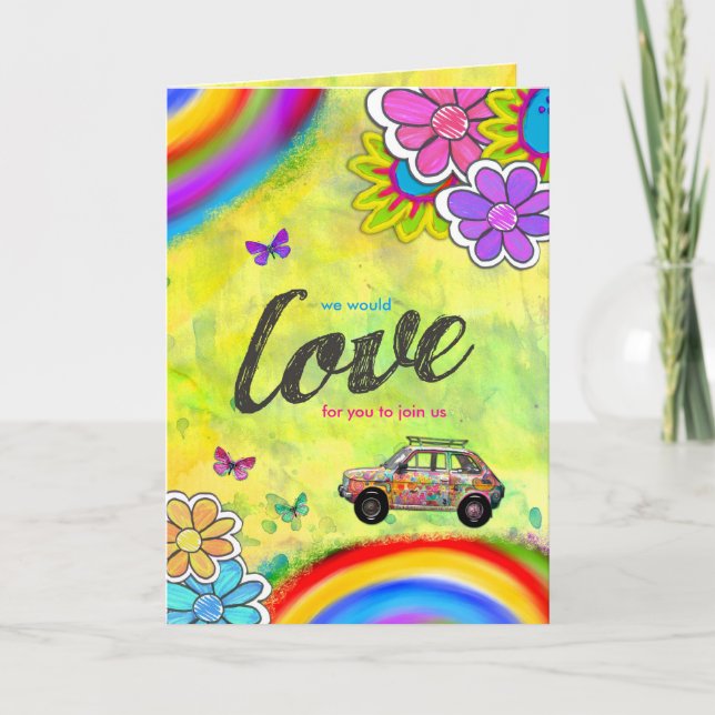 GC Hippie Tie Dye Invite Inbjudan (Framsida)