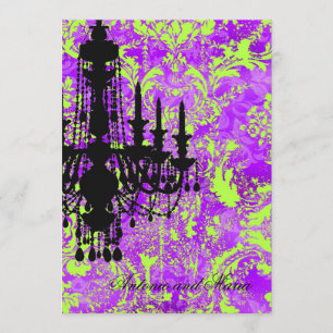 GC Jolie Chandelier Hett Violett Damask Inbjudningar