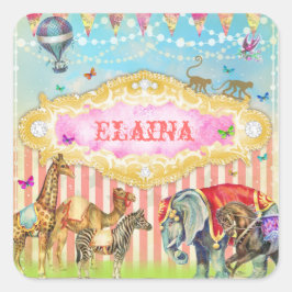 GC Magic Gå med Circus-Vintagen Fyrkantigt Klistermärke