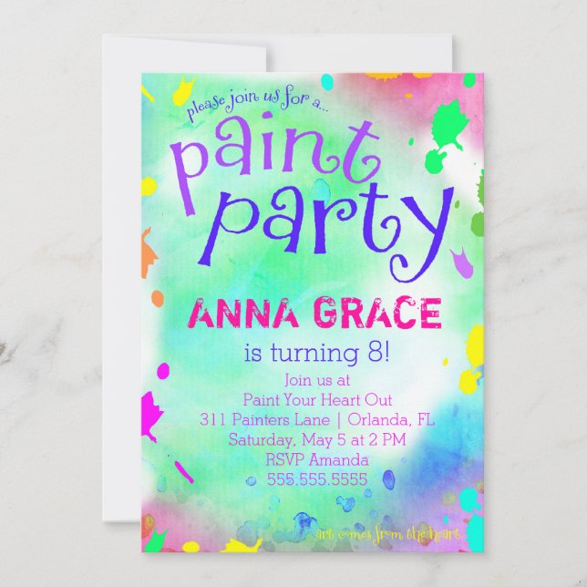 GC Paint Party Birthday Inbjudningar (Framsida)