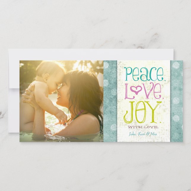 GC Peace Kärlek och Joy Aqua Dots Julkort (Framsida)