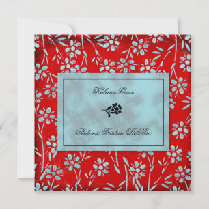 GC Ruby Red & Turquoise Garden Square Metallic Inbjudningar