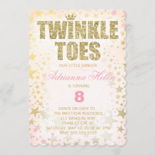 GC Scalloped Glitter Twinkle Toes Dancer Inbjudningar