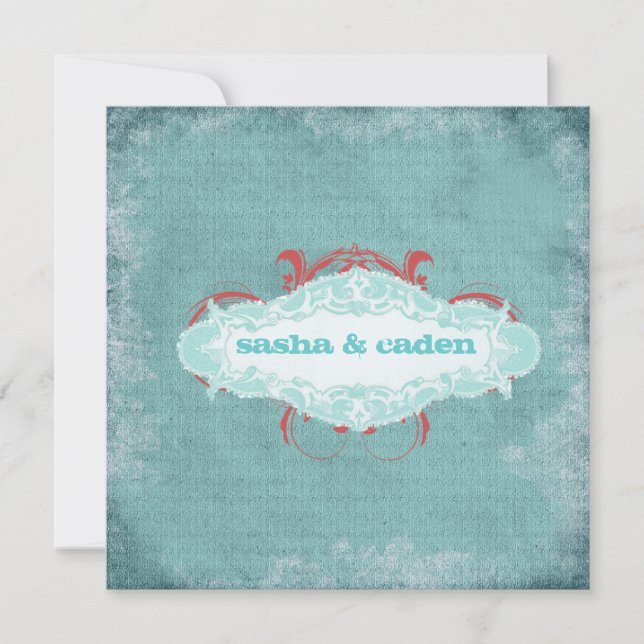 GC| Tantalisering av turkos"Åldras"| Metallisk Gul Inbjudningar (Framsida)