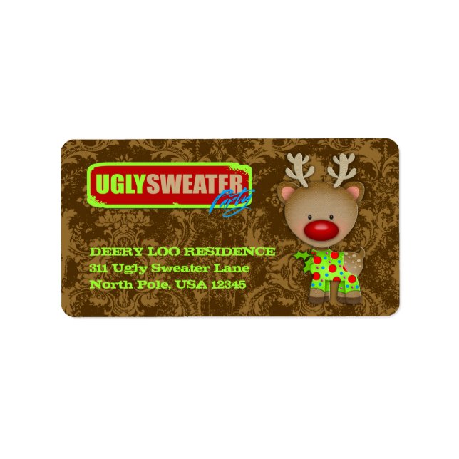 GC Ugly Sweater Party-etiketter Adressetikett (Framsidan)