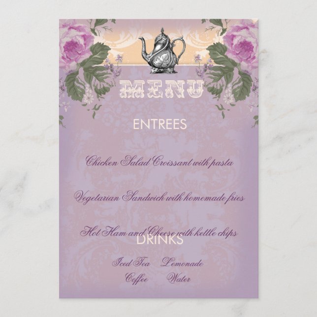 GC Vintage Bröllopsdusch Teapartyns meny (Framsida)