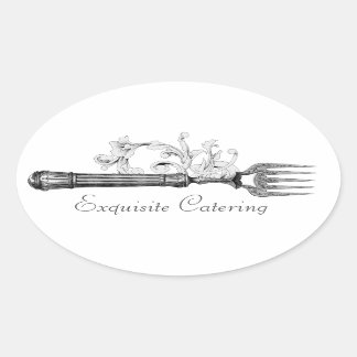 GC Vintage Silver Divine Fork Ovalt Klistermärke