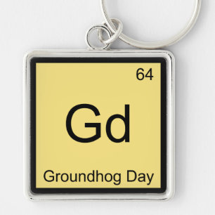 Gd - Groundhog Day Chemistry Inslag-symbol Te Fyrkantig Silverfärgad Nyckelring