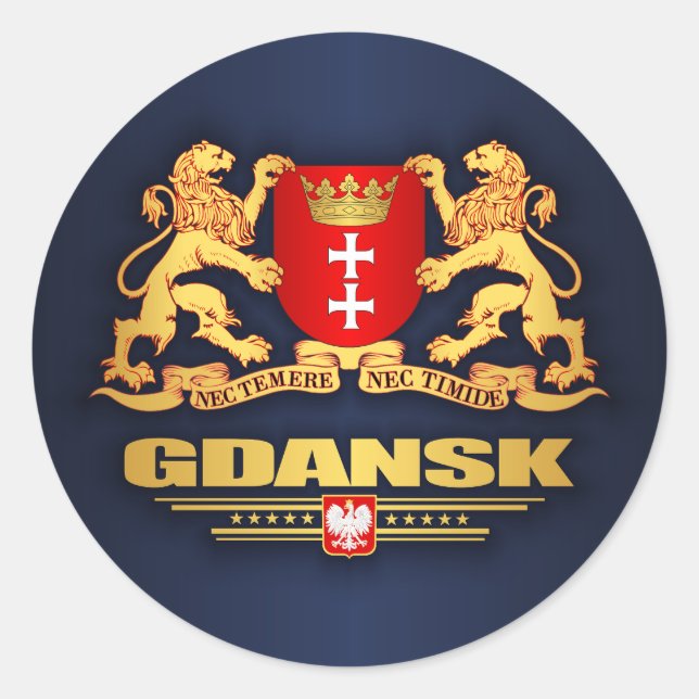 Gdansk COA Runt Klistermärke (Framsida)