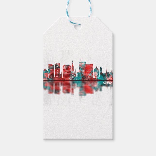 Gdansk Polen Skyline Presentetikett (Framsidan)