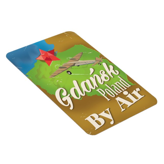 Gdańsk Polen vintage flygplansaffisch Magnet (Högersidan)
