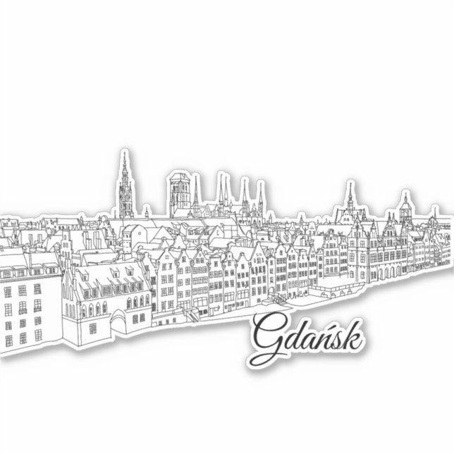 Gdansk, Polens reseillustration Klistermärken (Framsida)