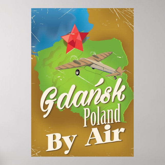 Gdańsk Polska vintage-flyget poster (Framsidan)