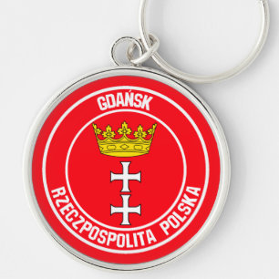 Gdańsk Round Emblem Rund Silverfärgad Nyckelring